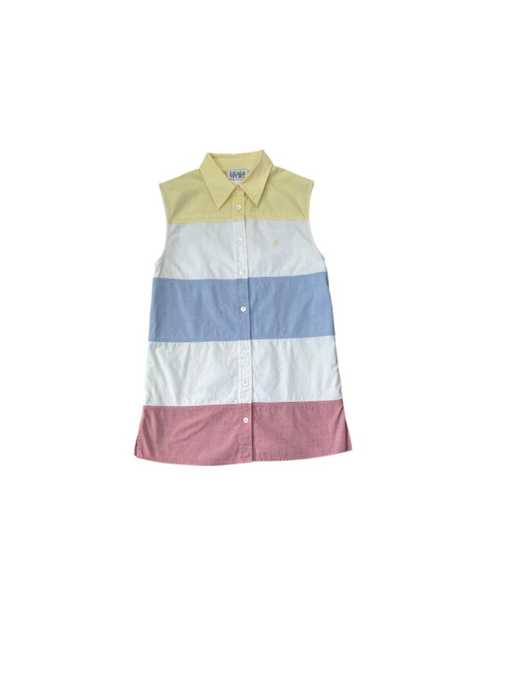 Escada Sport Sleeveless Colorblock Button-Up Shirt Size 34 100% Cotton Multicolo